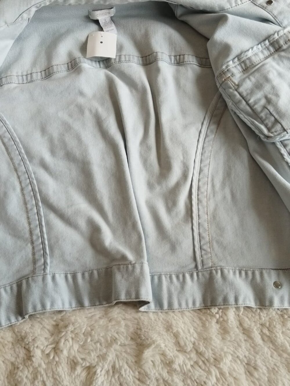 Chico's Platinum Light Wash Denim Jacket - Size 3 (Fits XL / 16) - Picture 11 of 13